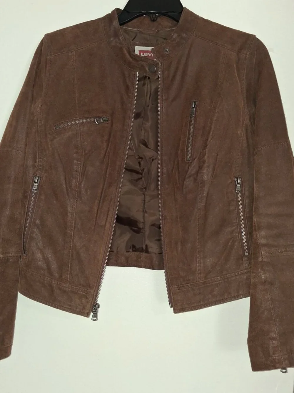 Levi's Vintage Brown Suede Leather Cafe Racer Moto Jacket PM